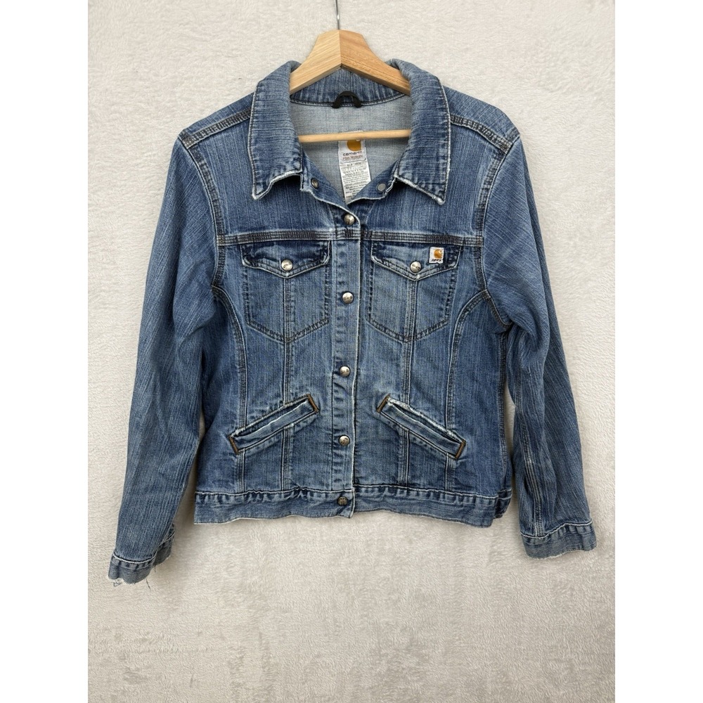 Vintage Y2K Carhartt Denim Jean Jacket Women's Trucker Western Ranch Workwear Lg